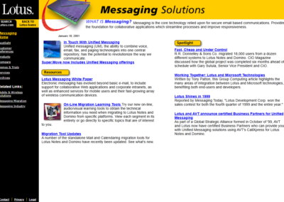 Screenshot of the Lotus Messaging Website