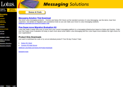 Screenshot of the Lotus Messaging Website