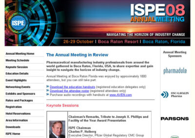 Screenshot of ISPE Annual Meeting Website